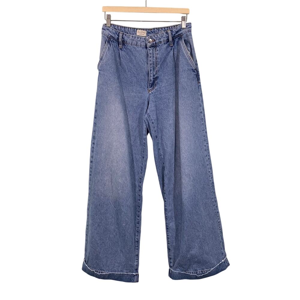 PILCRO by Anthropologie Blue High Rise Wide Leg Folded Hem Jeans Size 27